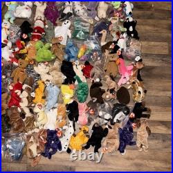 Lot of 138 Ty Beanie Babies Rare Princess, Peace, Bones, Holiday Bears 90
