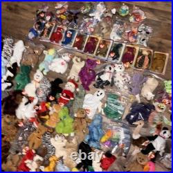 Lot of 138 Ty Beanie Babies Rare Princess, Peace, Bones, Holiday Bears 90