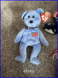 Lot of 15. TY Beanie Baby Patriot Bear America set-Rare & Original! Has all tag