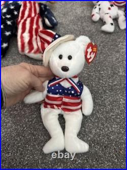 Lot of 15. TY Beanie Baby Patriot Bear America set-Rare & Original! Has all tag