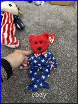 Lot of 15. TY Beanie Baby Patriot Bear America set-Rare & Original! Has all tag
