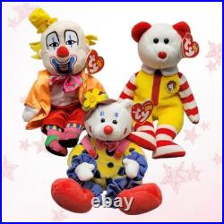 Lot of 3 Rare & HTF TY Beanie Babies CLOWNS MWMT'S