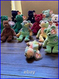 Lot of Original Rare Retired Beanie Babies. PVC ERRORS 19 Bears Total