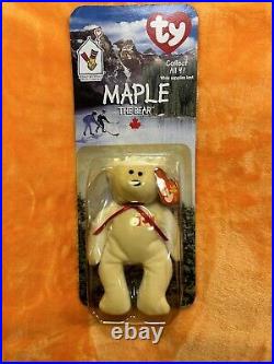 MAPLE The Bear Rare Ty Beanie Baby (With Errors), Never Opened, In box