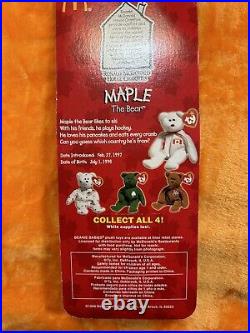 MAPLE The Bear Rare Ty Beanie Baby (With Errors), Never Opened, In box