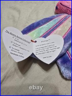 MINT CONDITON! TY Beanie Baby Flitter the Butterfly with RARE Tag Errors