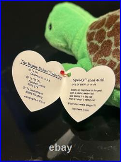 MINT RARE Ty Original Beanie Baby Speedy The Turtle Style Number With Tag Errors