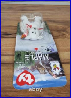 Maple The Bear-1996 McDonalds Ty Beanie Baby with rare errors 1993, OakBrook