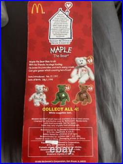 Maple The Bear 1999 McDonald's Ty Beanie Baby RARE ERRORS, Open Back