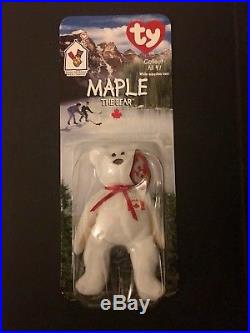 Maple The Bear Ty Teenie Beanie Baby 1996 Mcdonalds Charity Tag Errors Rare