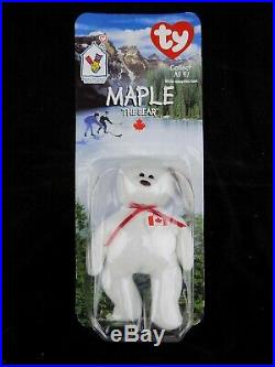 Maple The Bear w Errors Ty Beanie Babies NIB OAKBROOK rare McDonald's Canada
