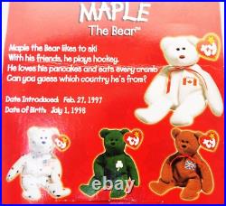 McDONALD'S TY TEENIE BEANIE BABY MAPLE THE CANADIAN BEAR RARE 1993 withERRORS NEW