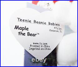 McDONALD'S TY TEENIE BEANIE BABY MAPLE THE CANADIAN BEAR RARE 1993 withERRORS NEW