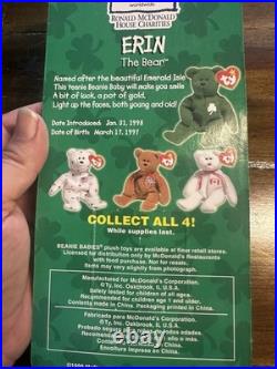McDonald's TY Beanie Babies RARE 1999 Erin The Bear with Errors! Tush Tag 1993 McDonald's TY Beanie Babies RARE 1999 Erin The Bear with Errors! Tush Tag 1993