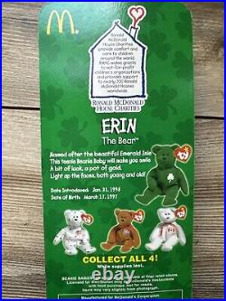 McDonald's TY Beanie Babies RARE 1999 Erin The Bear with Errors! Tush Tag 1993