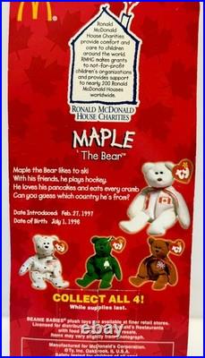 McDonald's TY Maple The Bear Beanie Baby WithErrors! RARE! Intro 1997SEALEDNEW