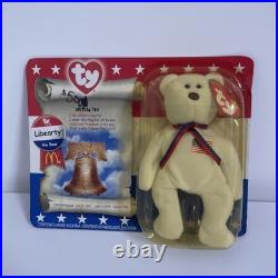 McDonald's Ty American Trio Libearty the Bear (1996) Beanie Baby RARE TAG ERRORS