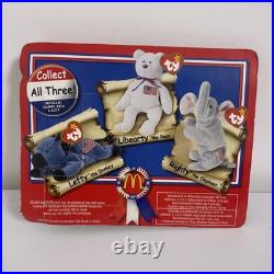 McDonald's Ty American Trio Libearty the Bear (1996) Beanie Baby RARE TAG ERRORS