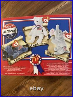 McDonald's Ty American Trio Libearty the Bear (1996) Beanie Baby RARE TAG ERRORS