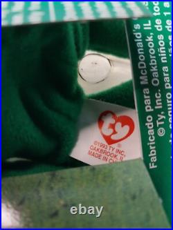 McDonalds TY Beanie Babies RARE 1999 2 Erin The Bear with Errors Tush Tag 1993