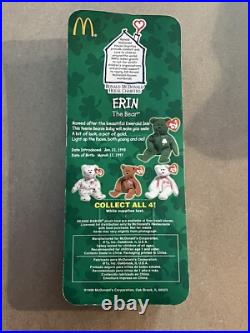 McDonalds TY Beanie Babies RARE 1999 Erin The Bear with Errors Tush Tag 1993