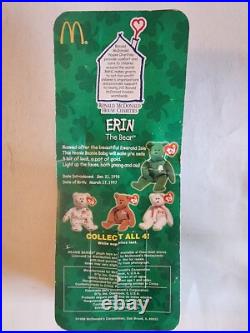 McDonalds TY Beanie Babies RARE 1999 Erin The Bear with Errors Tush Tag 1993