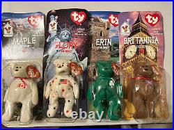 McDonalds TY Beanie Babies RARE Erin, Maple, Britannia, and Glory. 93 Error