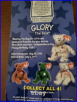 McDonalds Ty Beanie Baby Glory the Bear Excellent Condition Rare with2 Tag Errors