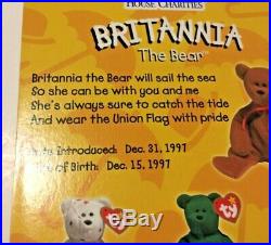 Mcdonalds TY Beanie Baby Britannia The Bear RARE WITH ERRORS UNCIRCULATED MINT