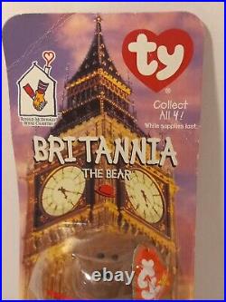 Mcdonalds TY Beanie Baby Britannia The Bear RARE WITH TAG ERRORS