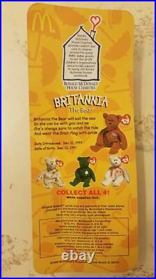 Mcdonalds TY Beanie Baby Britannia The Bear RARE With Many ERRORS 1 Of 4000