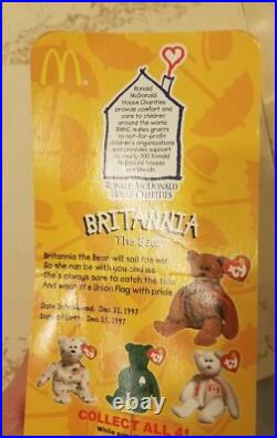 Mcdonalds TY Beanie Baby Britannia The Bear RARE With Many ERRORS 1 Of 4000