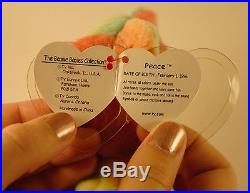 Mint Condition, Rare Peace TY Beanie Baby with Typing Errors