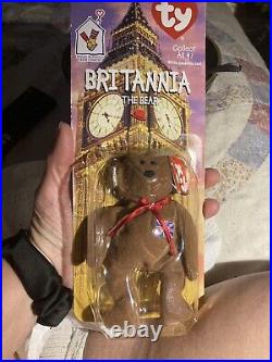 Mint RARE TY Beanie Baby Britannia the Bear (1997) Errors, New in Box