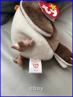 Mint Rare 1997/98 TY Wise Owl Beanie Baby With Tag Protector And Has Tag Errors