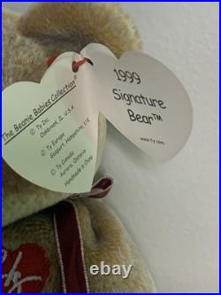 Mint Rare 1999 Signature Bear Ty Beanie Baby Multiple Errors Pellets