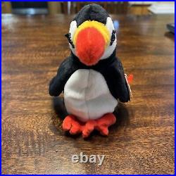 Mint Rare Retired 1997 TY Puffer the Puffin Beanie Baby 4181 Tag Errors