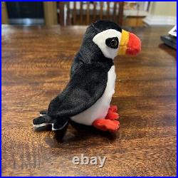 Mint Rare Retired 1997 TY Puffer the Puffin Beanie Baby 4181 Tag Errors