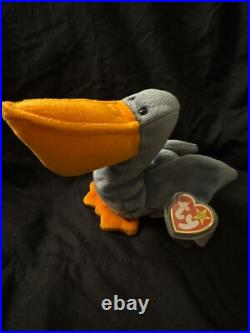 NEAR MINT RARE/ RETIRED Scoop the Pelican 1996 Ty Beanie Baby w TAG ERRORS