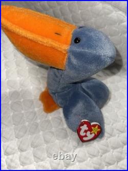 NEAR MINT RARE/ RETIRED Scoop the Pelican 1996 Ty Beanie Baby w TAG ERRORS