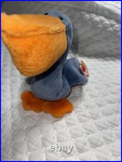 NEAR MINT RARE/ RETIRED Scoop the Pelican 1996 Ty Beanie Baby w TAG ERRORS