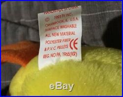 NEW Beanie Babies Quackers ERRORS PVC Pellets 1993 1994 RARE ORIGINAL OWNER