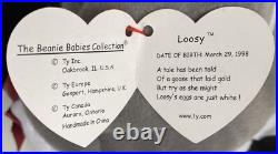 NEW RARE 1998 TY Beanie Babies Loosy Goose MWMT 2 ERRORS on Tag