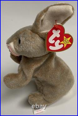 NEW RARE 1998 TY Beanie Babies Nibbly Gray Rabbit Bunny 2 ERRORS on Tag