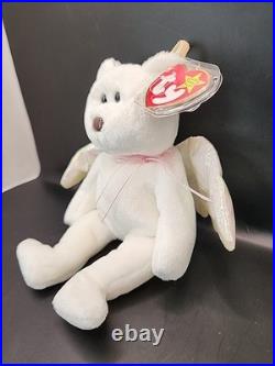 NEW Rare Retired Halo Angel Bear TY Beanie Baby withBrown Nose Tag Errors