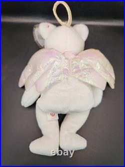 NEW Rare Retired Halo Angel Bear TY Beanie Baby withBrown Nose Tag Errors