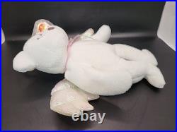 NEW Rare Retired Halo Angel Bear TY Beanie Baby withBrown Nose Tag Errors
