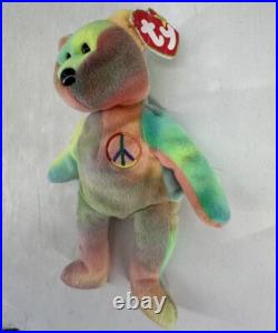 NEW TY Beanie Baby PEACE THE BEAR 1996 Rare Beanie Baby Toy Tie Dye 008421040537
