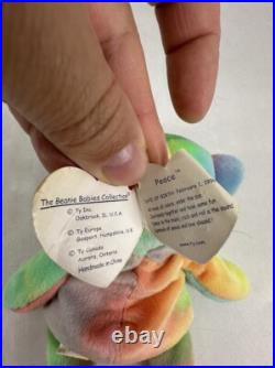 NEW TY Beanie Baby PEACE THE BEAR 1996 Rare Beanie Baby Toy Tie Dye 008421040537