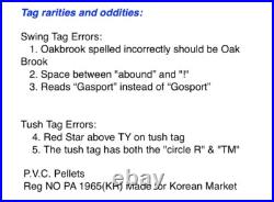 NEW TY Beanie Baby PEACE THE BEAR 1996 Rare Beanie Baby Toy Tie Dye 008421040537